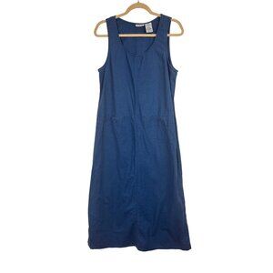 White Stag S Blue Sleeveless Linen Cotton Blend Maxi Dress Modest Cottagecore